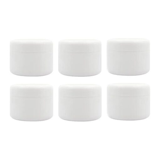 6PCS White Plastic Jar with Dome Lid 8 Oz ( 250g ) Refillable Make-up Cosmetic Jars Empty Face Cream Lotion Storage Container Pot Case Plastic Storage Containers for Household or Domestic Use