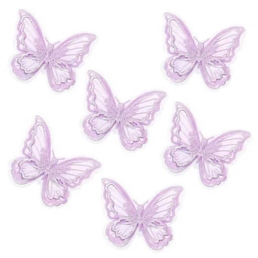 Butterfly Hair Clips Penta Angel 6Pcs Lace Embroidery Flower Butterfly Hair Bow Pins Wedding Hair Accessories for Women Girls Halloween Christmas Party Decor ( Light Purple )