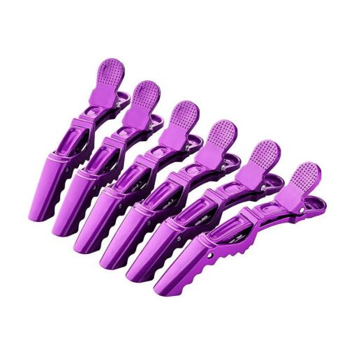 6Pcs Plastic Non Slip Hair Clips - Professional Hairdressing Styling Sectioning Clips - Salon Alligator Clips for Thick Hair - Haircut Accessories Hairgrips for Women Girls ( Purple )