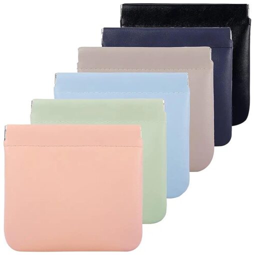 6Pcs Small Makeup Bag for Purse Lambskin Pocket Cosmetic Bag Squeeze Top Waterproof Travel Makeup Bag No Zipper Portable Mini Makeup Pouch Colorful Pouch for Women Girls