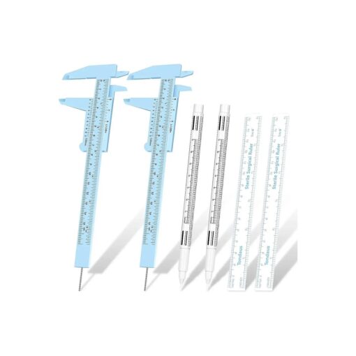 6 Pieces Eyebrow Tools 2 Pieces Eyebrow Measuring Ruler 2 Pieces Microblading White Marker Pen with Paper Ruler Skin Marker Eyebrow Permanent Makeup Position Mark Tools for Eyebrow Lips Skin