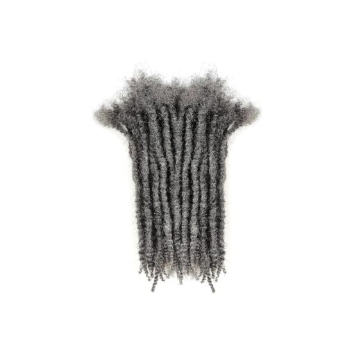 Human Textured Loc Extensions 0.6cm Loc Extension Human Hair, Natural Curly Hair, Full Handmade ( 8in 0.6cm ( 20 strands ), Salt and pepper )