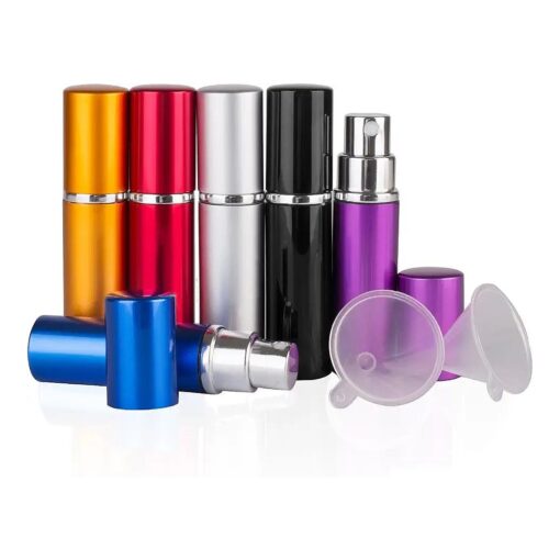 DE 6pcs 10ml Portable Mini Refillable Perfume Scent Aftershave Atomizer Empty Spray Bottle with 2 Funnel Filler for Travel Purse