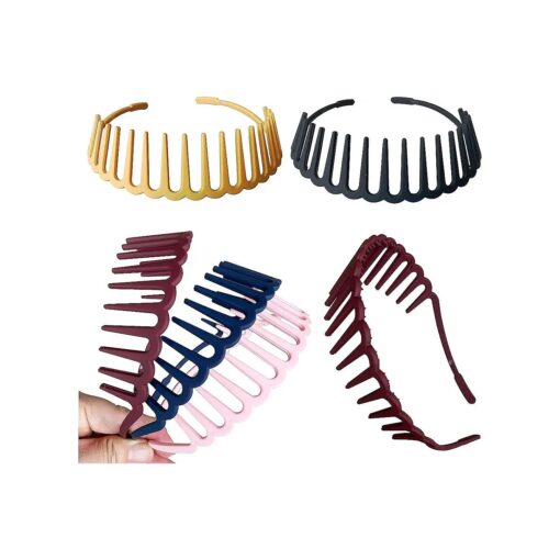 Springtime 6pcs Colorful Comb Headbands for Women Plastic Hairbands with Teeth Zip Zap Hair Hoop for Girls