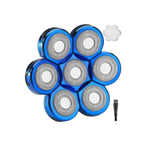 Upgrade 7 Blades Head Shaver Replacement Head Blades for Freedom Groom * * * AidallsWel and Most Mainstream Brands Head Shaver Electric Shaver Replacement Head ( 7 Blue )