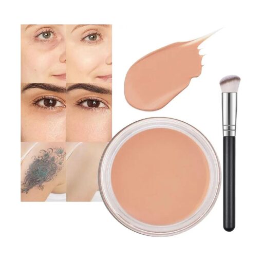 Pot Concealer with Makeup Brush Set, Tattoo Color Correcting Concealer, Full Face Color Correcting Conceal Foundation, Under Eye Concealer Brightener Dark Eye Ring corrector de ojeras ( 03-NETURAL )