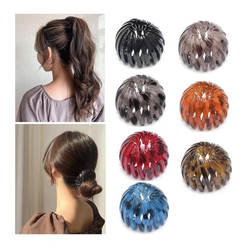 Fashion Hair Clips Expandable Pony Tail Holders Hair Ties Bird Nest Hair Clip Ponytail Hairpin Curling Iron Bun Maker Hair Styling Tool Claw Hair Clips For Woman Girls Hair Accessories ( 7 colors )