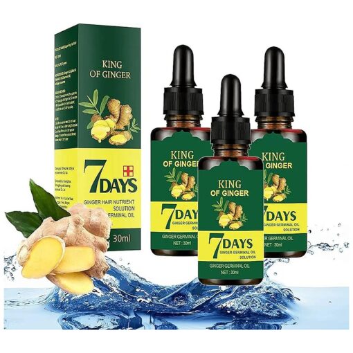 Ginger Hair Growth Germinal Oil, Regrow 7 Days Ginger Germinal Serum for Nourishing Hair Roots, 30ML ( 3pcs )