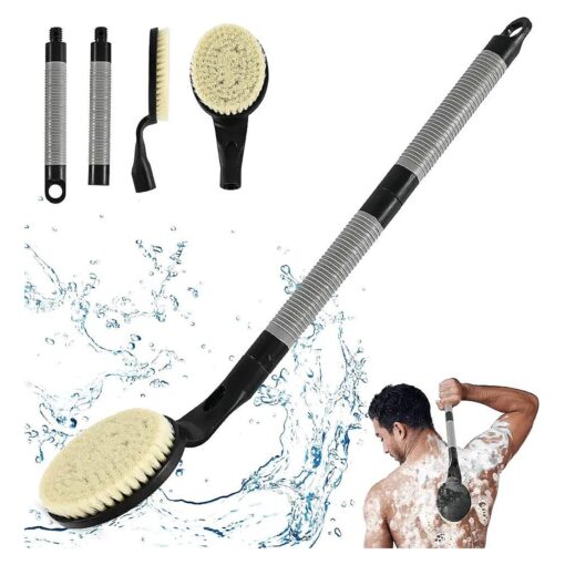 Back Scrubber Anti Slip for Shower, 21.7" Detachable Back Bath Brush for Shower, Back Scrubber, Exfoliation and Improved Skin Health for Elderly with Limited Arm Movement, Disabled ( 21.7" Black )