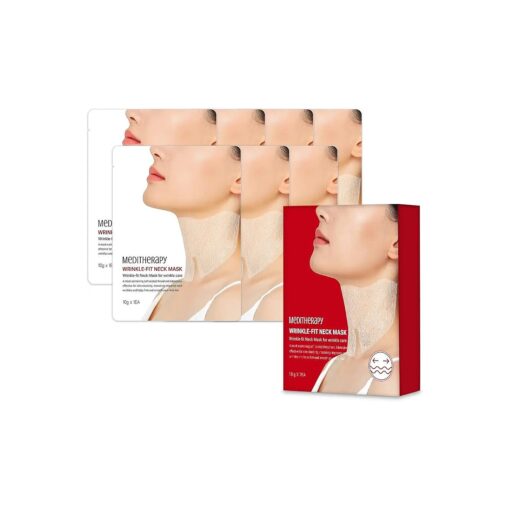 Wrinkle fit Korean Mesh Sheet Masks for Neck ( 7EA ), Collagen Mesh Sheet Mask for Neck Care, Hyaluronic acid Neck Mask, Korean Skincare