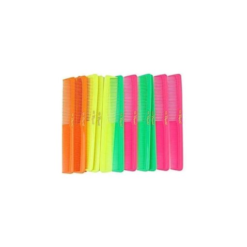 7 inch All Purpose Hair Comb, Hair Cutting Combs, Barber 's & Hairstylist Combs, Neon Mix, 12 Units .