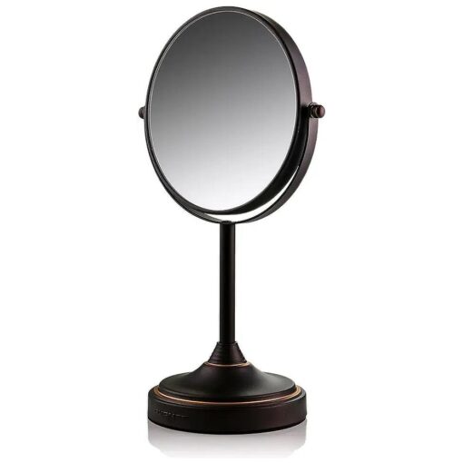 OVENTE 7" Tabletop Makeup Mirror - 1X/ 7X Magnification, Rotating 360-Degree, Double-Sided, Free-Standing Vanity Decor, Perfect for Dresser, Bedroom, Office & Bath, Antique Bronze MNLCT70ABZ1X7X