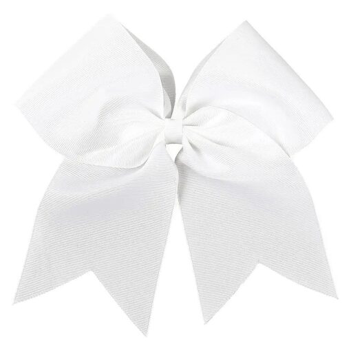 7 Inch Jumbo Solid Color Bows with Alligator Hair Clips For Girls and Women ( White )