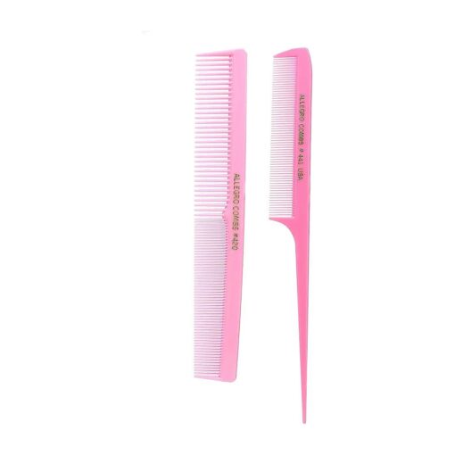 Allegro Combs Rat Rail And Barber Comb Stylist Combs Set Rattail Styling Parting Comb Hair Stylist Tail Comb Men Combs Women Combs Kids Comb Fresh Color 2 Pc, ( Fresh Pink )