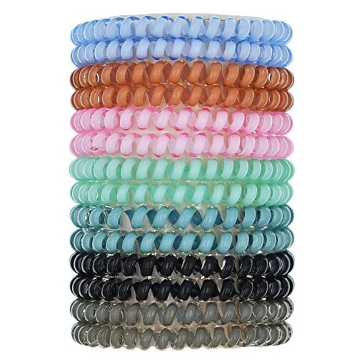 Candy Color 14 Pcs Spiral Hair Ties, Coil elastics Hair Ties, Multicolor Medium Spiral Hair Ties, Telephone Cord Plastic Hair Ties ( 7 Color )