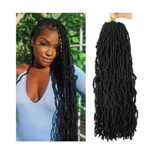 7 Packs 24 Inch Soft Locs Crochet Hair Pre Looped Faux Locs Crochet Braids 126 Stands Curly Wavy Goddess Locs for Butterfly Crochet hair for Black Women ( 24 Inch ( Pack of 7 ), 1B )