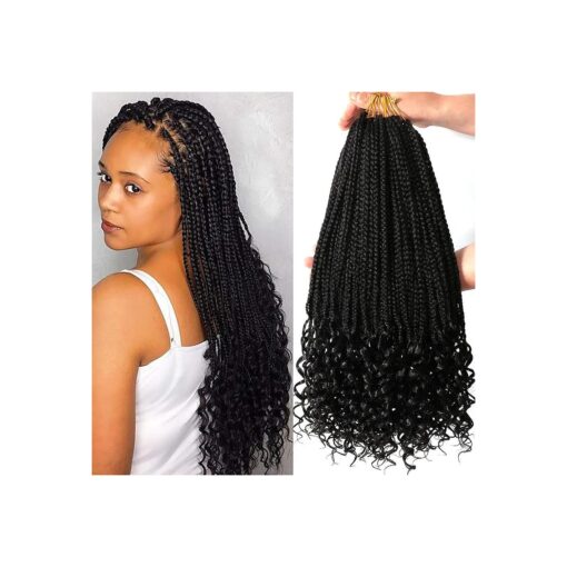 7 Packs 18 Inch Bohemian Goddess Box Braids Crochet Hair for Black Women ( 18 Inch, 1B # )