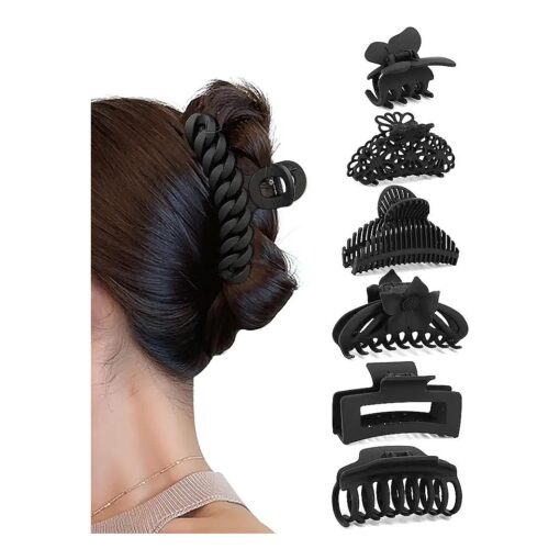 Hair Clips for Women,7 Pcs Different Sizes and Styles Claw Clips, Black Hair Clips for Thick Hair, Thin Hair