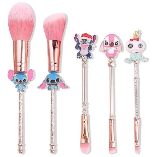 Interstellar Baby Makeup Brushes 5Pcs Set Creative Stitch Theme Cosmetic Brushes Set, Premium Synthetic Foundation Eyeshades Brush Set Best Gift for Young Girls