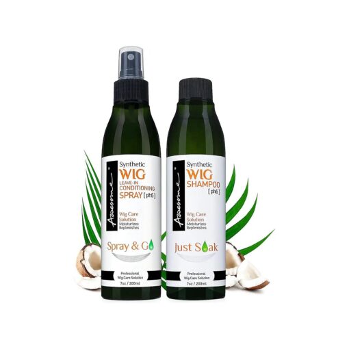 Awesome Synthetic Wig Shampoo and Leave in Conditioner Spray : pH6, Premium Set of 2, Revitalizes Synthetic Wigs, Contains Coconut Oil ( 7 fl oz )