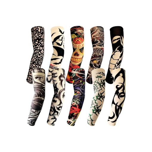 Aresvns Temporary Tattoo Sleeves 10pcs Extended Slip On Tattoo Arm Sleeves Kit for biker