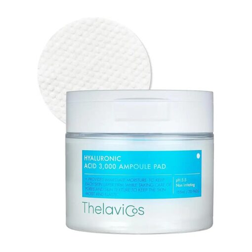 Hyaluronic Acid 3,000 Ampoule Pad | intense moisturizing hydrating toner pad mask for dry skin, skin firming elasticity & pore tightening | Korean Skincare for sensitive skin ( 70 pads )