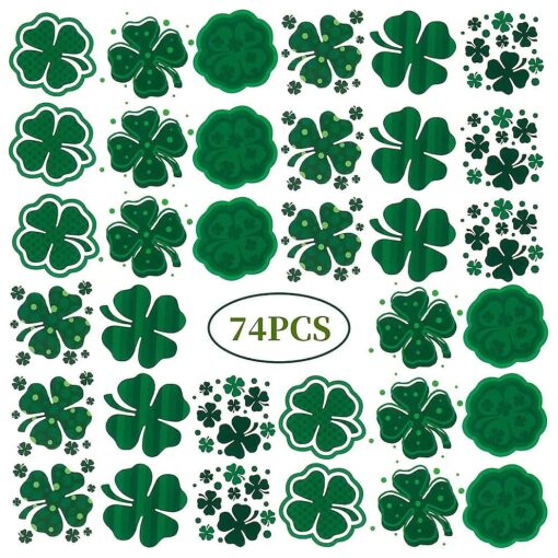 74 Sheets St. Patrick 's Day Tattoos Stickers, Include St. Patrick Day Stickers, Shamrock Tattoos and Green Temporary Tattoos, Lucky Clover Temporary Tattoos for Party Favors Accessories or Irish Party