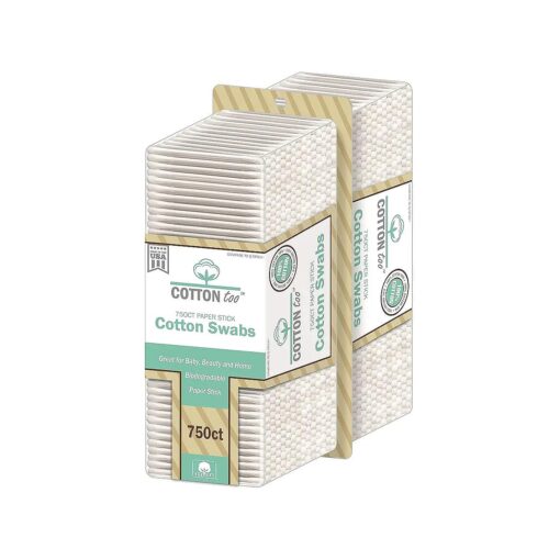 750 Count Cotton Swabs With White Paper Stick, 2 Pack