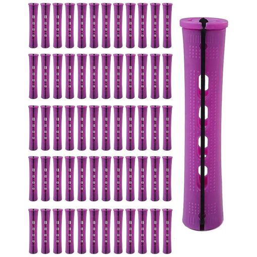 60pcs Perm Rods for Natural Hair, Cold Wave Rods Hair Rollers for Women, Hair Roller Curler Perm Rods for Long Medium Small Hair, Plastic Cold Wave Rods, Hairdressing Styling Tool ( Purple,0.75inch )