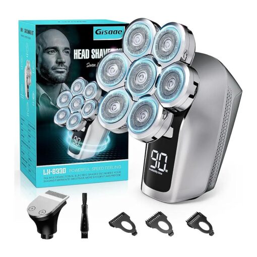 Head Shavers for Bald Men, Upgraded 7D Electric Razor for Men Cordless Rechargeable Electric Shavers for Men Ipx7 100 % Waterproof Dry & Wet Bald Head Shaver Beard Grooming Kit with Led Display