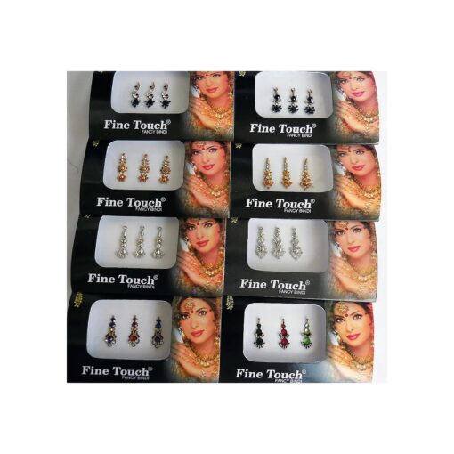 8 Bindi Pack- 24 Combo Bindi Stickers Multicolored, Silver, Gold, Black, Bindi Tattoo Bindi Jewelry