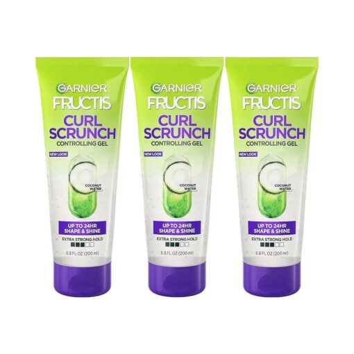 Garnier Fructis Style Curl Scrunch Controlling Gel for Shape & Shine, 6.8 Fl Oz, 3 Count ( Packaging May Vary )