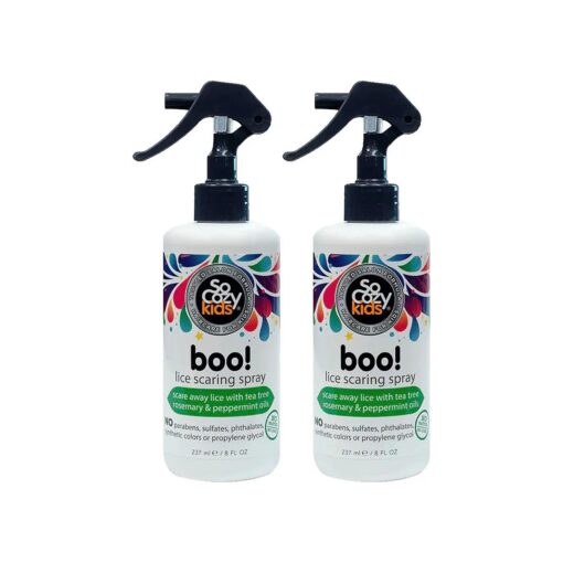 Twin Pack Boo ! Spray for Kids Hair - with Tea Tree, Rosemary and Peppermint Oils - 8 Fluid Ounces - No Parabens, Sulfates, Synthetic Colors or Dyes