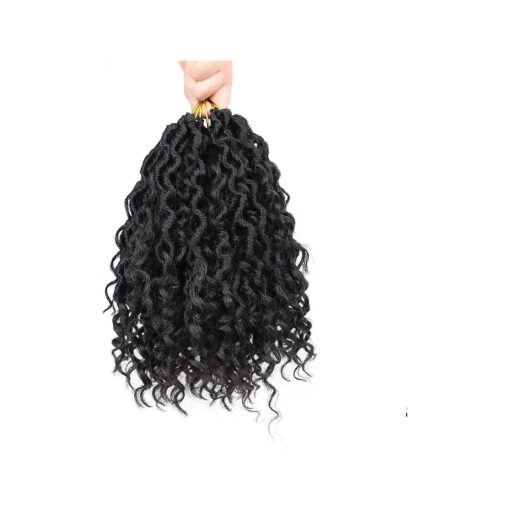 8 Inch Crochet Hair Goddess Locs 7 Packs Bohemian Locs Crochet Hair with Curly Ends Pre Looped Soft Faux Locs Crochet Hair for Black Women and Kids River Locs Crochet Hair ( 8 Inch,1B )