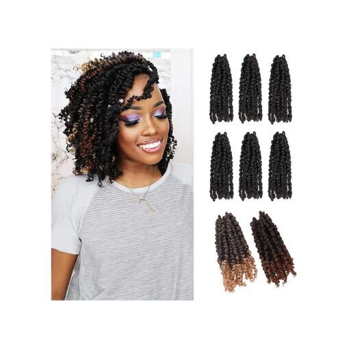 8 Inches 8 Packs Passion Twist Crochet Hair-Mixed Color Combo Pack ( 6 packs 1B+1 pack T1B/27+1 pack T1B/30 ), Pre-twisted Pre Looped Braided Hair Extensions For Black Women ( 8" -8 Packs,1B+T27+T30