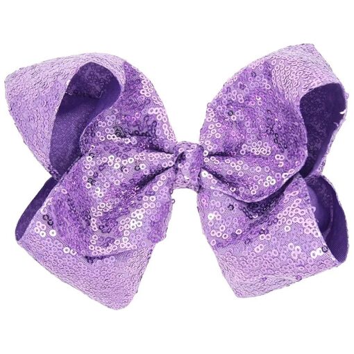 Hair Bows for Girls, 8 Inches Sequins Large Bows Alligator Hair Clip Hair Barrettes Accessories for Women Teens Girls Kids ( Purple )