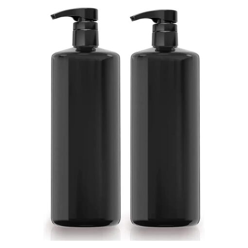 Bar5F Empty Shampoo Bottle with Pump, Black, 33.8 Ounce ( 1 Liter ), Pack of 2