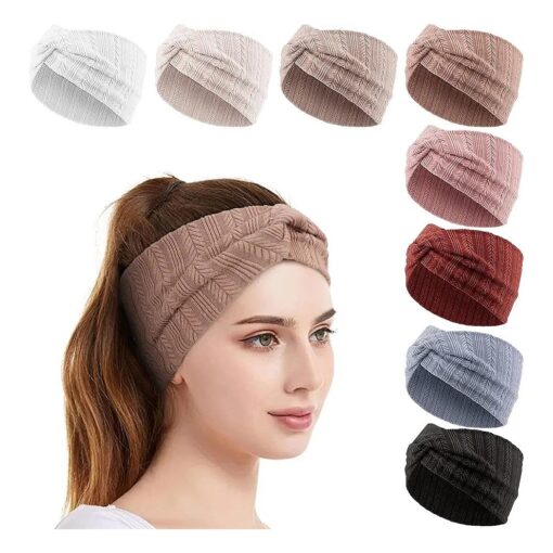 DRESHOW 8 Pack Headbands for Women Yoga Knotted Headbands Elastic Criss Cross Hair Accessories Sports Head Wrap Non Slip