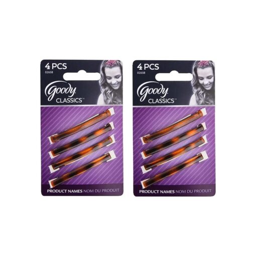 Goody 02658 Classics Stay Tight Hair Barrette Mock Tort ( 2-Pack ), Great for Both Adults and Girls, for All Hair Types, Eight 2 Inches Barrettes with Metal Clips