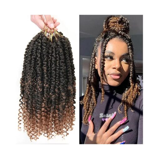 8 Packs/lot Passion Twist Crochet Hair 14 Inch Short Pre Looped Passion Twist Crochet Braids Bohemian Spring Twist Crochet Braiding Hair Curly End Wave Senegalese Twist Hair Extension For Women