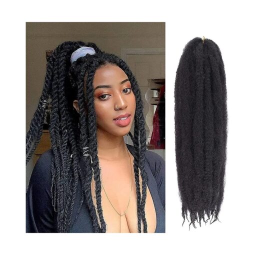 ZRQ 8 Packs Marley Hair Crochet Braids,24 Inch Afro Kinky Marley Braiding Hair, Synthetic Curly Twist Marley Hair, Long Springy Afro Twist Hair Extensions ( 1B # ,8 Packs )