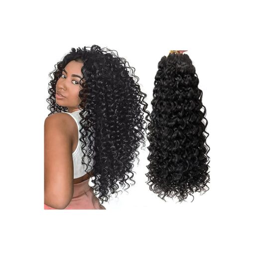 8 Packs Curly Crochet Hair GoGo Curl Crochet hair for Women Natural Black Deep Wave Braiding hair, Synthetic Bohemian Crochet Braid Water Wave Crochet hair Extensions ( 18inch, 1B )