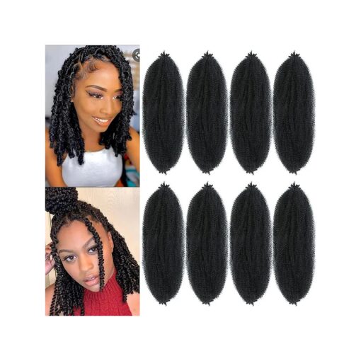 Parceria 12 Inch Springy Afro Twist Hair 8 Packs Marley Twist Braiding Hair Pre-fluffed Spring Twist Hair Afro Twist Hair Marley Hair for Faux Locs ( 12 Inch ( Pack of 8 ), 1B # Marley Twist )