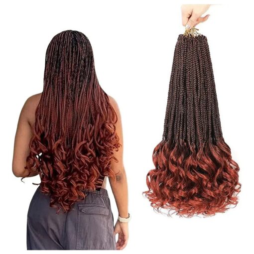 8 Packs French Curl Crochet Braids 18 Inch Goddess Box Braids Crochet Hair French Curly Braiding Hair Crochet Hair for Black Women French Curly Braids With Loose Wavy Ends Hair Extensions ( 18 Inch ( Pack of 8 ), T350 # )