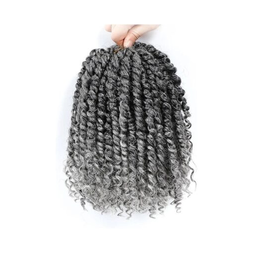 Fulcrum Passion Twist Hair 8 Inch, 8 Packs Passion Twist Crochet Hair for Black Women, Prelooped Crochet Twist Hair with Curly Ends ( 8Inch, Tgray # )