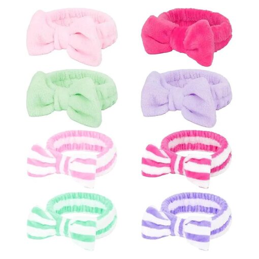 Ondder 8 Pcs Spa Headband Makeup Headband Skincare Headbands Terry Cloth Face Wash Headband Cute Head Band for Skin Care Make Up Headbands for Women Makeup Bow Hair Band for Washing Face