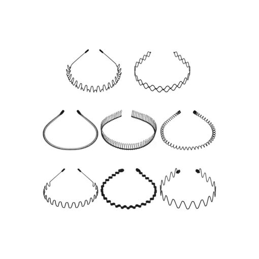 WILLBOND 8 Pieces Metal Headbands Unisex Hair Bands Black Wavy Spring Headband Non-Slip Metal Hair Hoop for Women Men Sports Hair Accessories