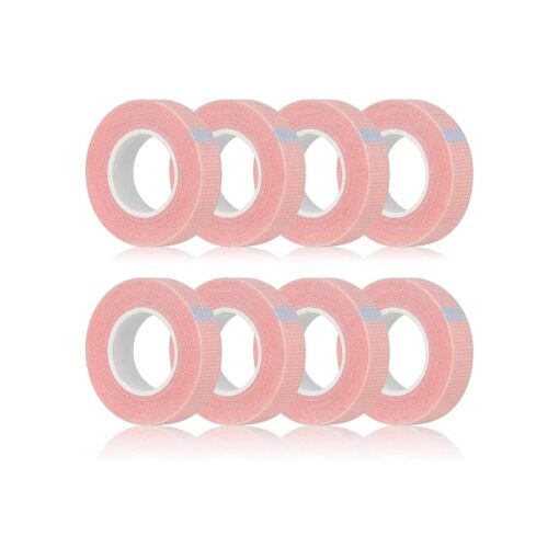 8 Rolls Lash Tape 9m/10 Yard Pink Adhesive Eyelash Tape Breathable Fabric Eyelash Extension Tape Makeup Lash Tape for Eyelash Extensions Supplies