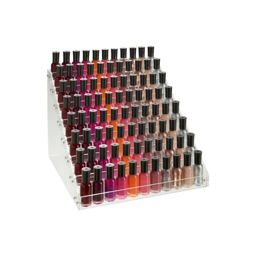 Okuna Outpost 8 Tier Clear Acrylic Nail Polish Display Rack with 96 Bottle Capacity, Organizer for Salons ( 12.75 x 12.5 x 9.25 in )