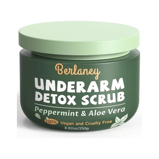 Detox Scrub 8.8 oz with Peppermint, Aloe Vera and Walnut Shell Powder, Underarm Scrub Helps on Removing Odor, Deep Cleanse & Exfoliating, for Legs, Knee, Feet, Hands Whole Body, Armpit